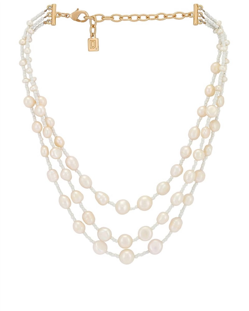 Front of a size O/S Nolan Necklace in White in White by DANNIJO. | dia_product_style_image_id:329708